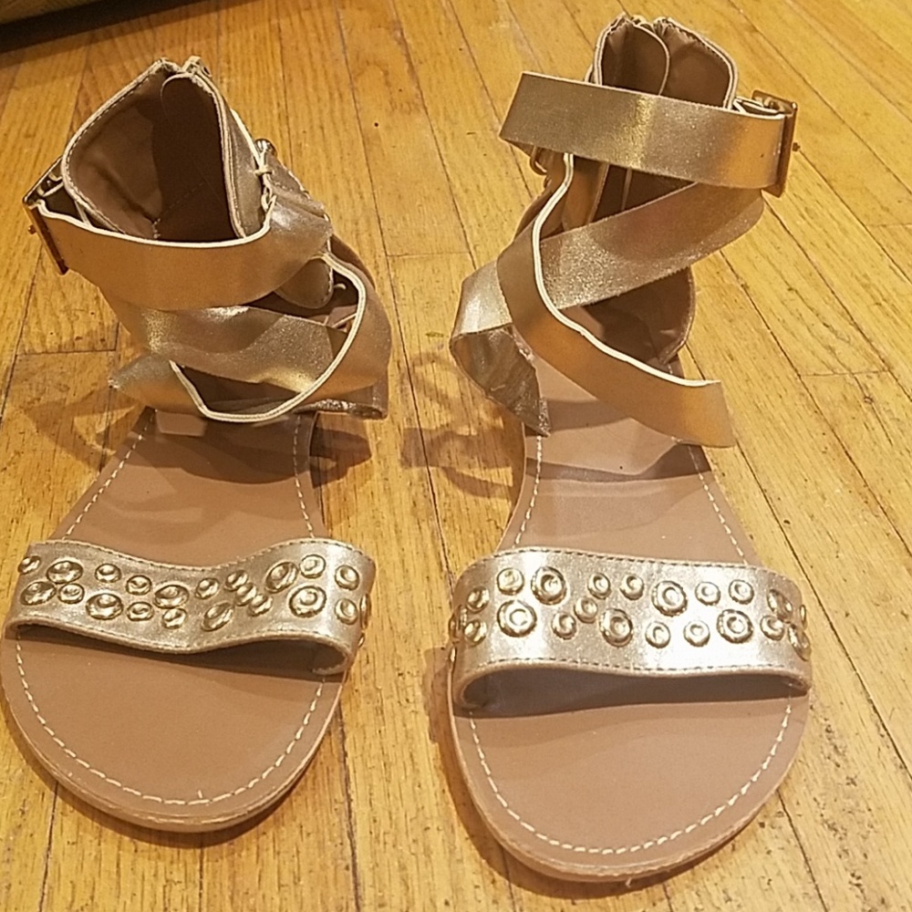 gold grommet sandals